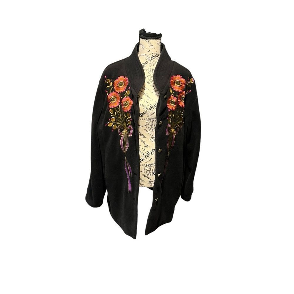 EUC VTG Bob Mackie Wearable Art Fleece Jacket/Coat Sz 1X - Picture 2 of 8